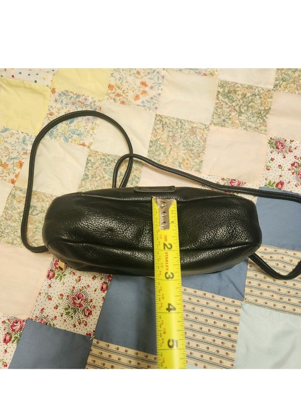 Vtg Fossil Black Pebbled Cowhide Leather Crossbody Shoulder Bag Classic 8x6x3 - Picture 10 of 16